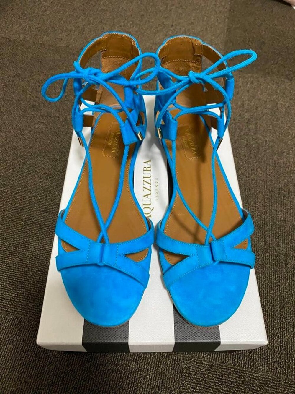 aquazzura blue suede strap sandals Dressy women shoes